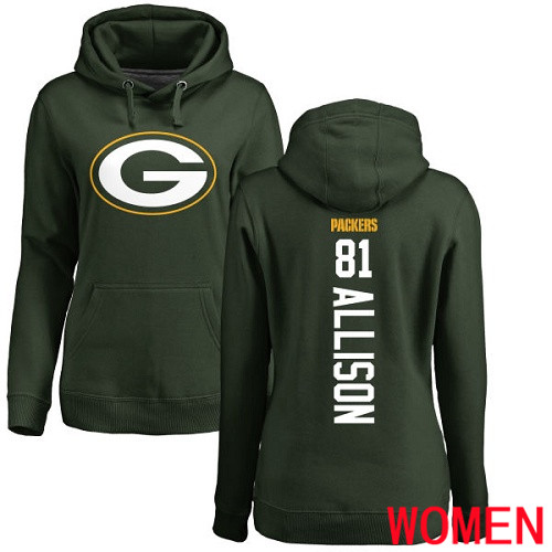 Green Bay Packers Green Women #81 Allison Geronimo Backer Nike NFL Pullover Hoodie Sweatshirts